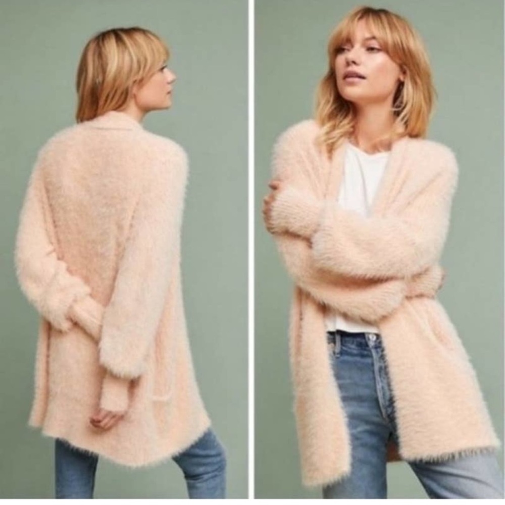 Anthropologie Knitted & Knotted Fuzzy
Cozy Open Cardigan